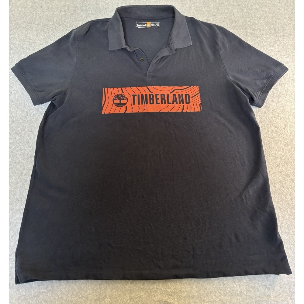 Timberland's Size XXL Polo Shirt Navy & Brown Logo Casual Wear